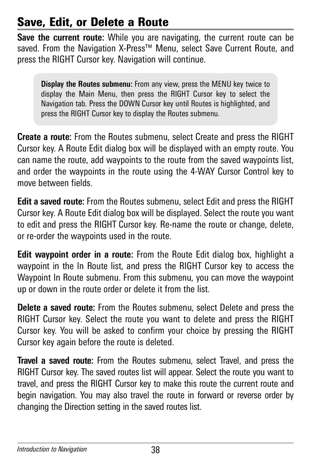 Humminbird 365i manual Save, Edit, or Delete a Route 