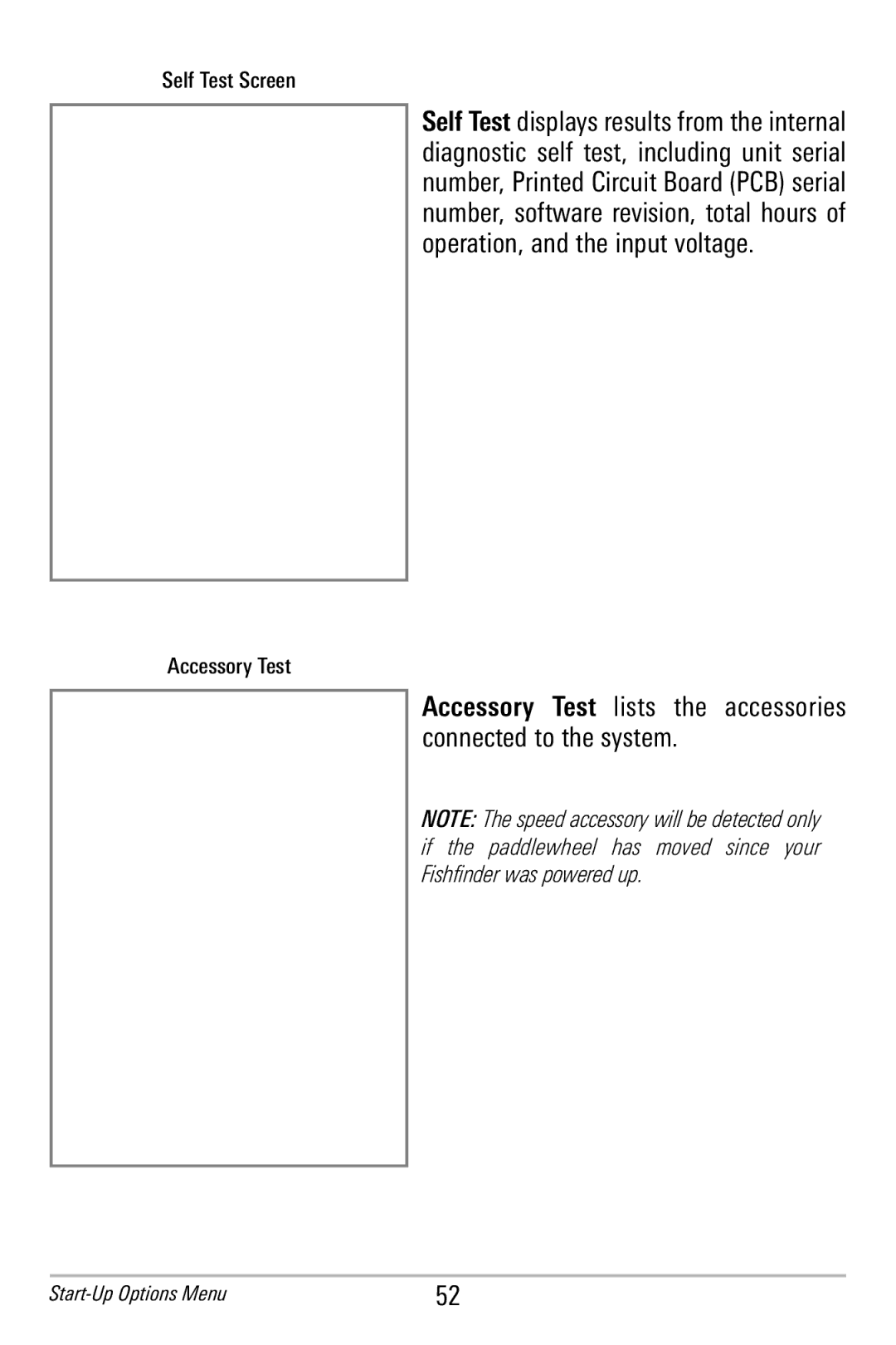 Humminbird 365i manual Start-Up Options Menu 