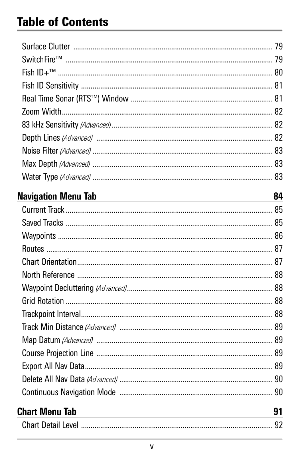 Humminbird 365i manual Chart Menu Tab 