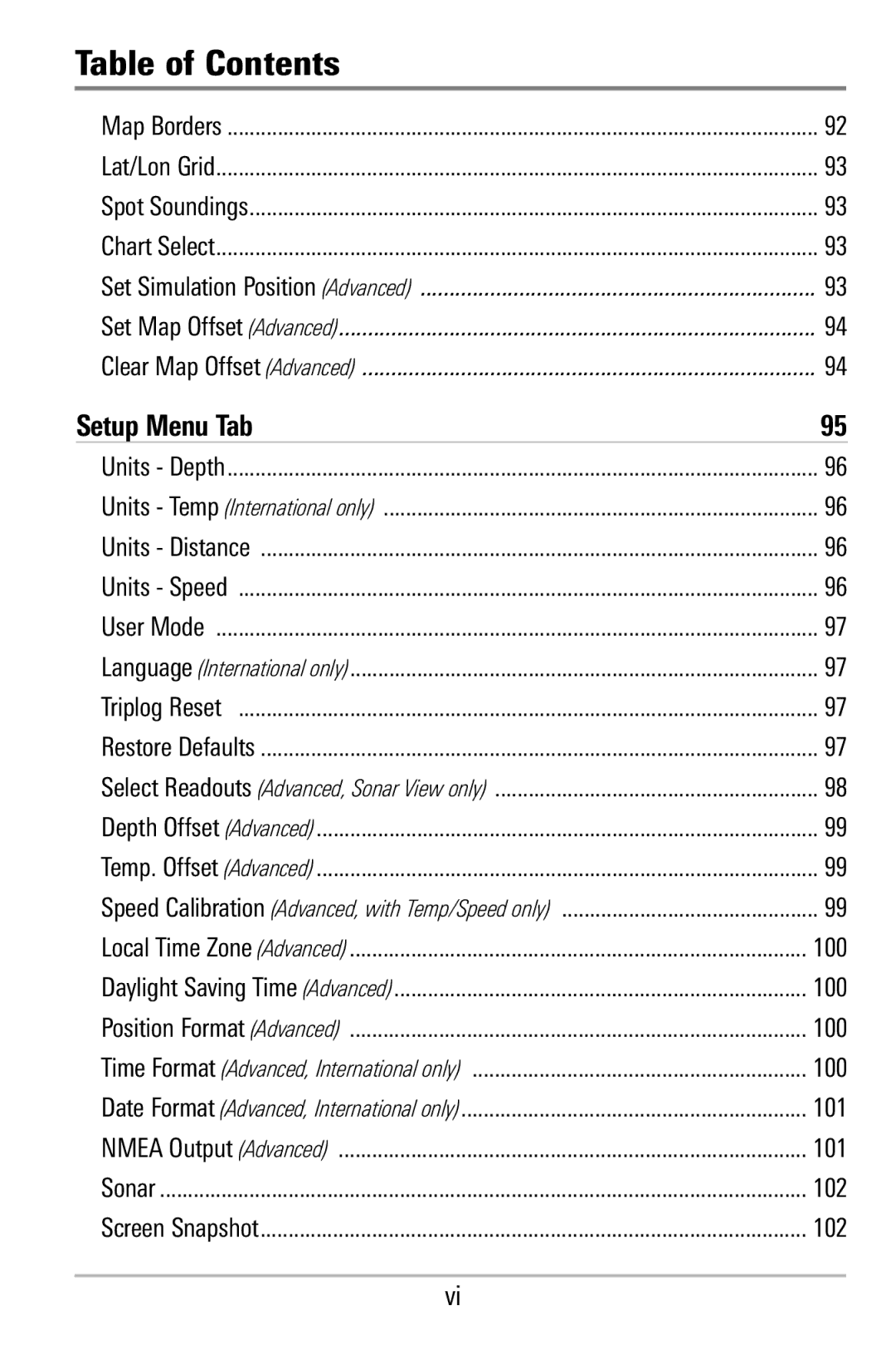 Humminbird 365i manual Setup Menu Tab 