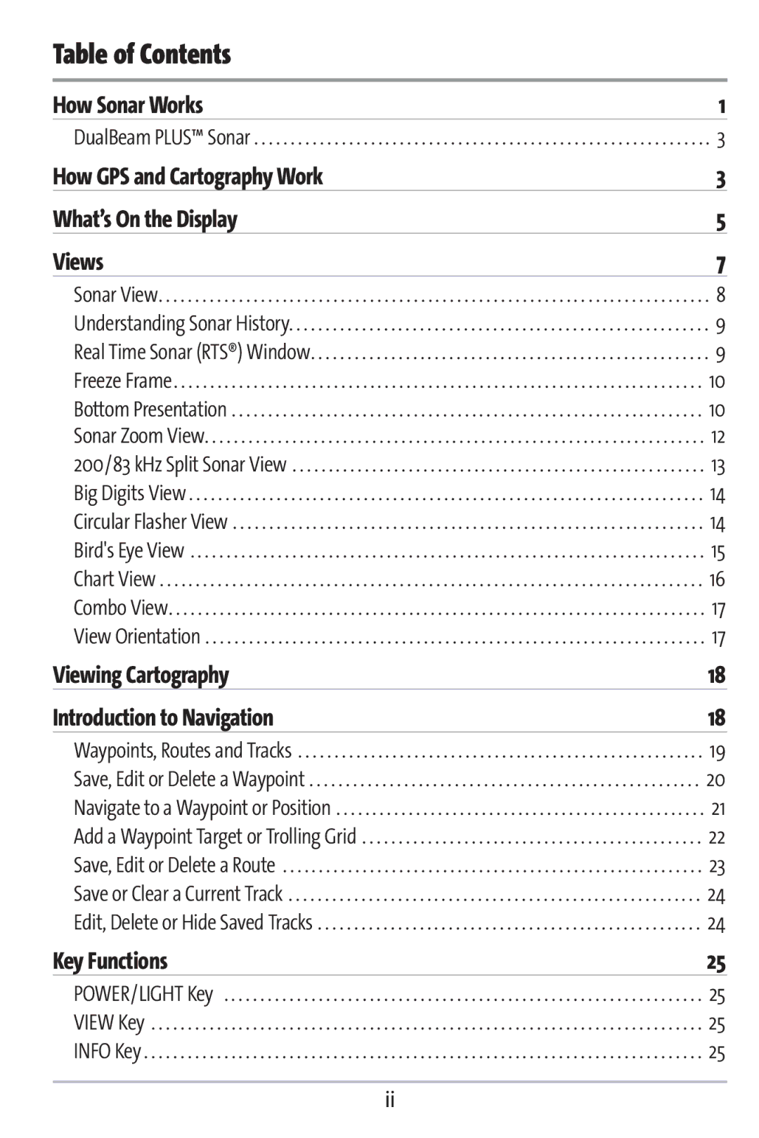 Humminbird 383c manual Table of Contents 