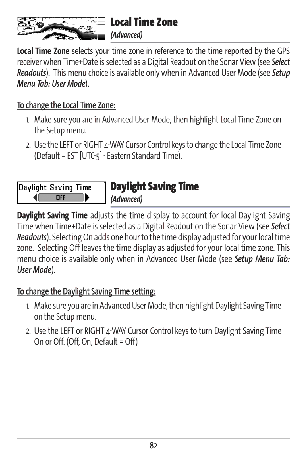 Humminbird 383c manual To change the Local Time Zone, To change the Daylight Saving Time setting 