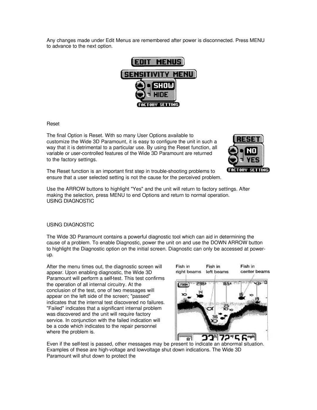 Humminbird 3D manual Using Diagnostic 