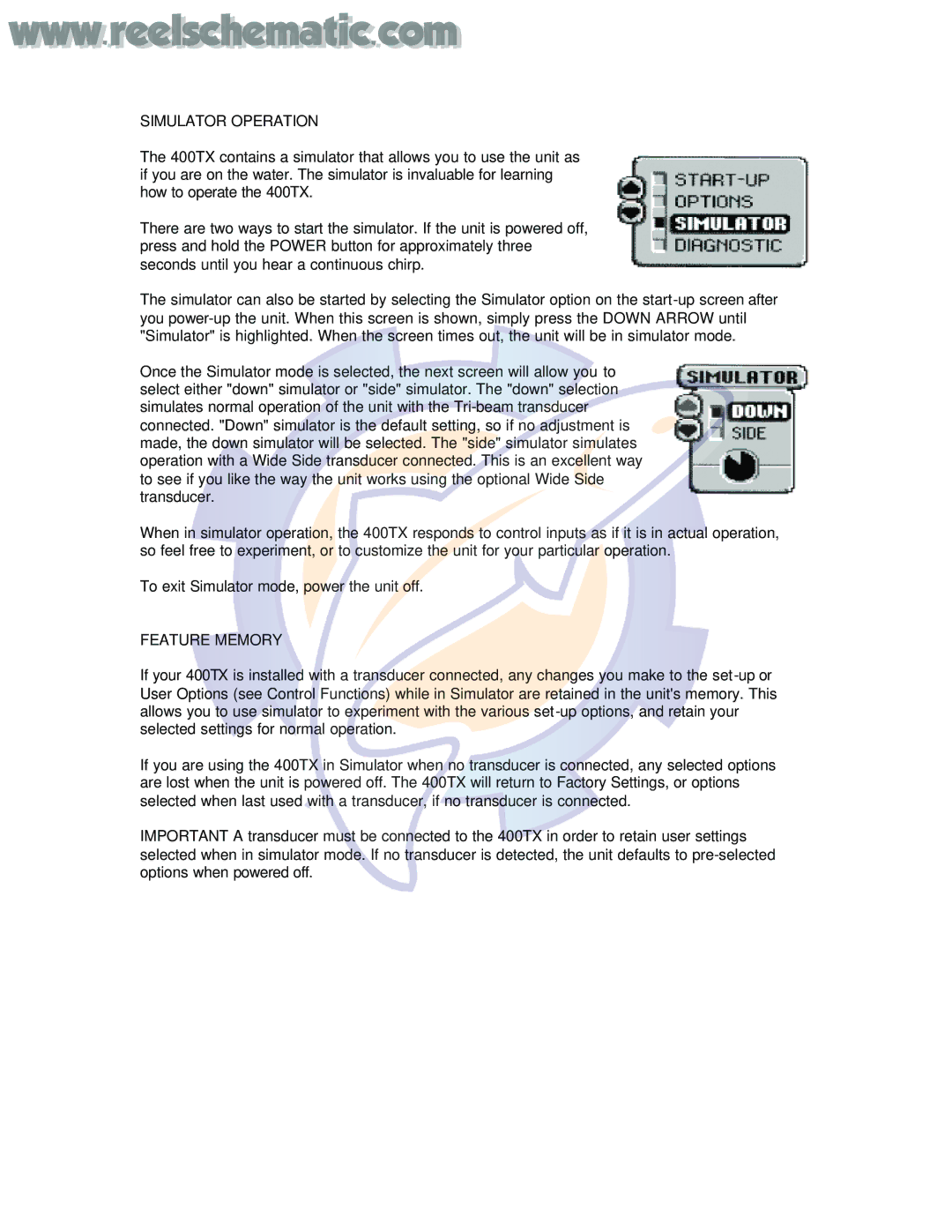 Humminbird 400TX manual Simulator Operation 