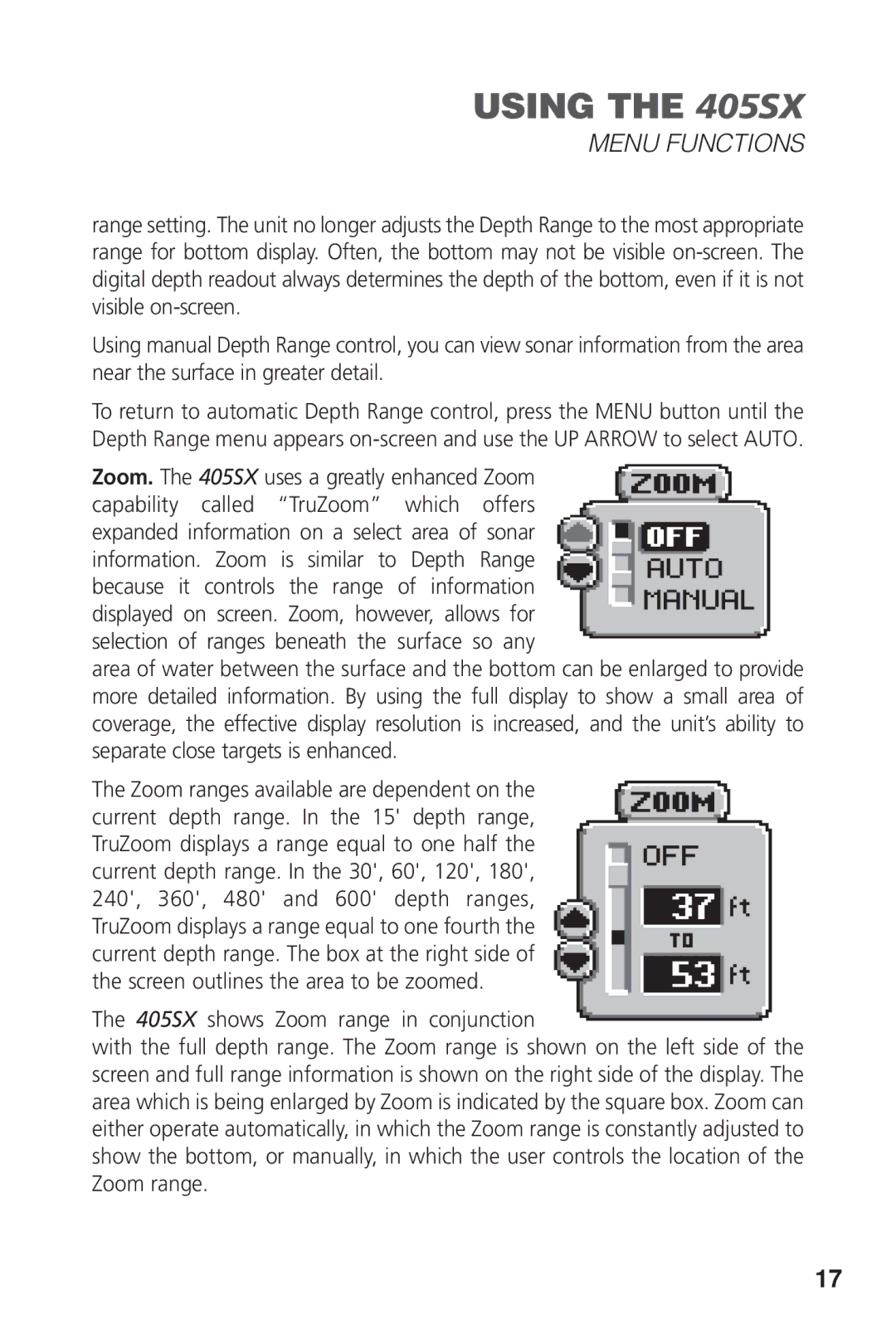 Humminbird manual Using the 405SX 