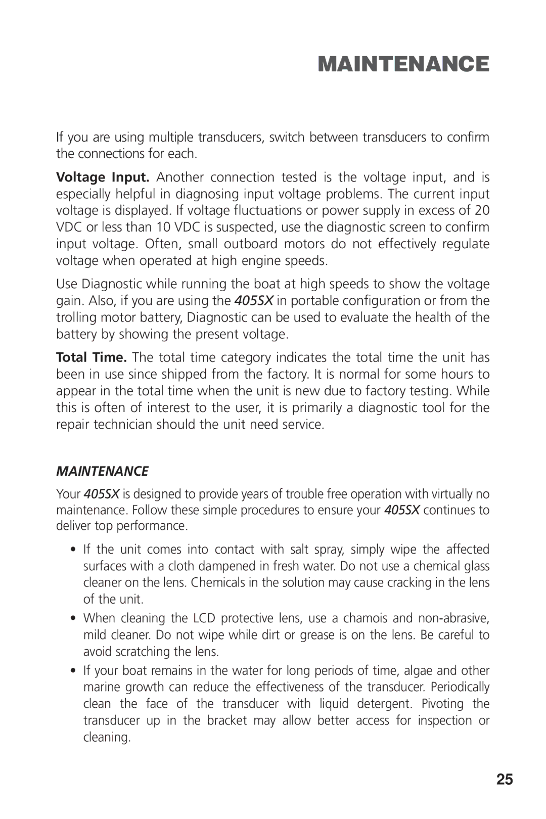 Humminbird 405SX manual Maintenance 