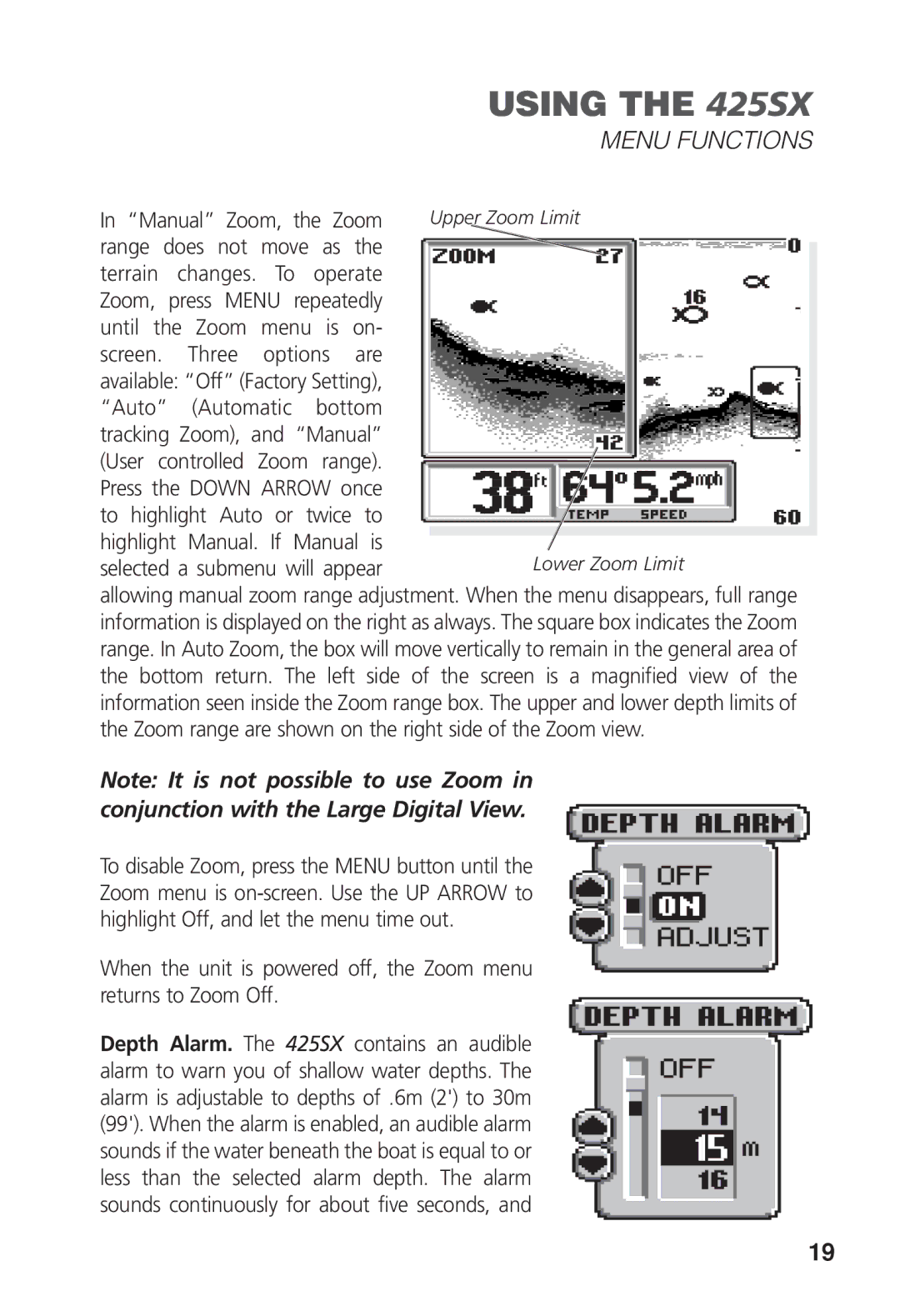 Humminbird 425 SX manual Using the 425SX 