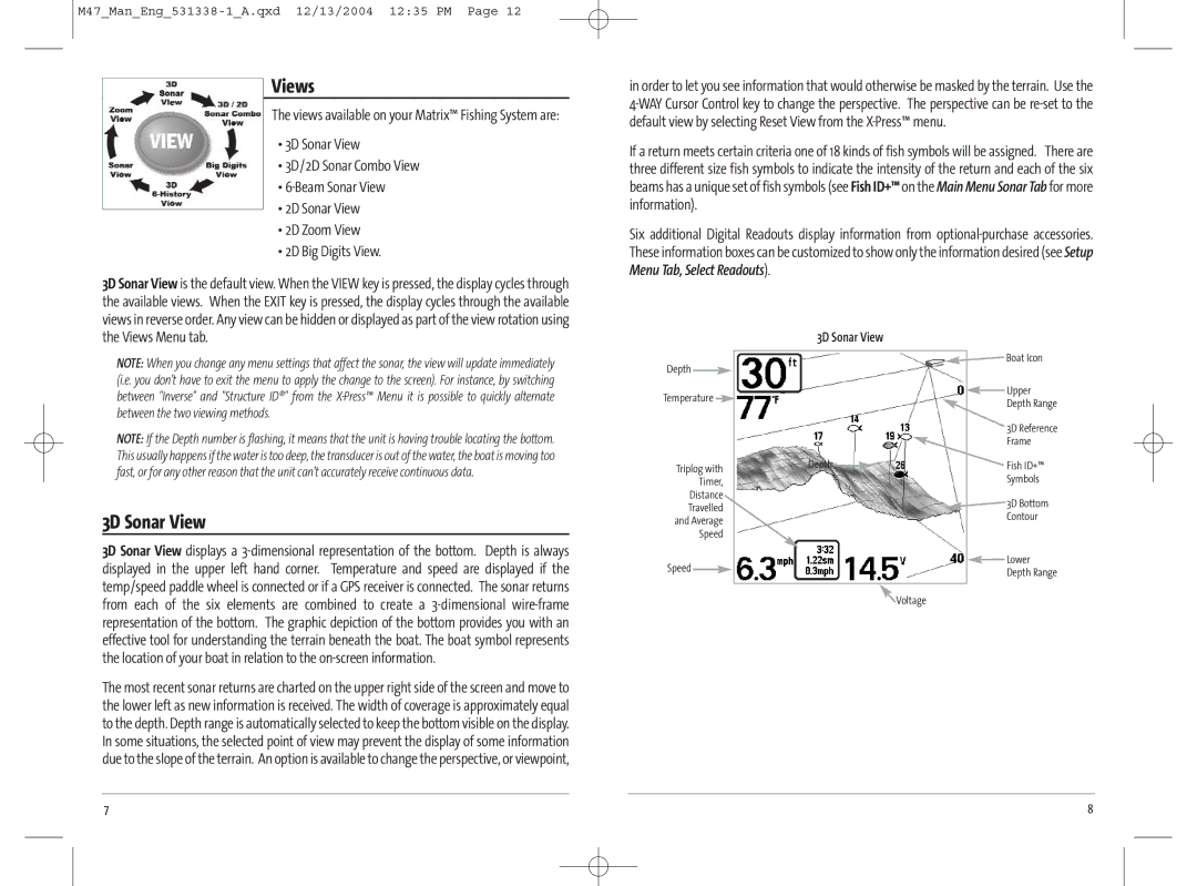 Humminbird 531338-1_A, 47 manual Views, 3D Sonar View 