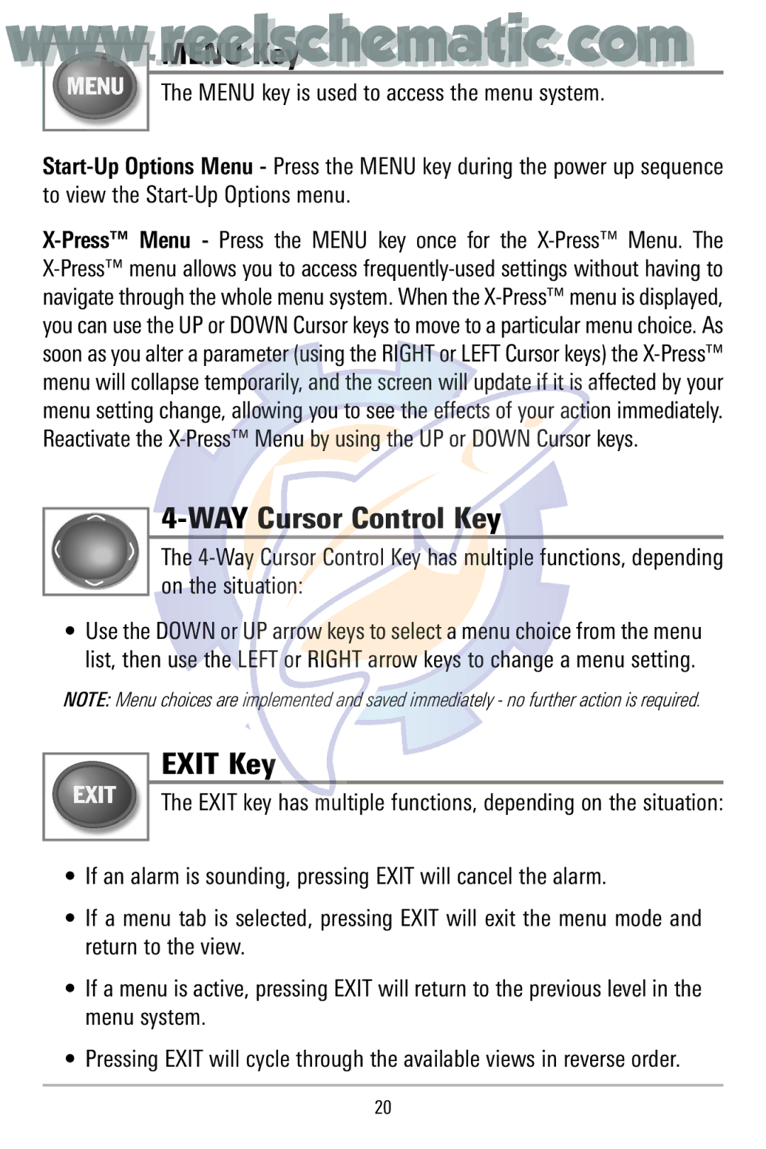 Humminbird 500 manual WAY Cursor Control Key, Exit Key 