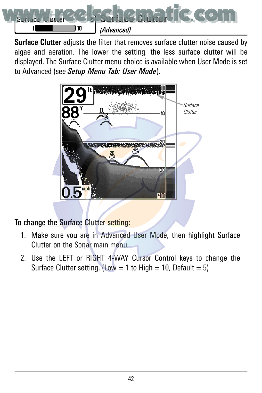 Humminbird 500 manual Surface Clutter 