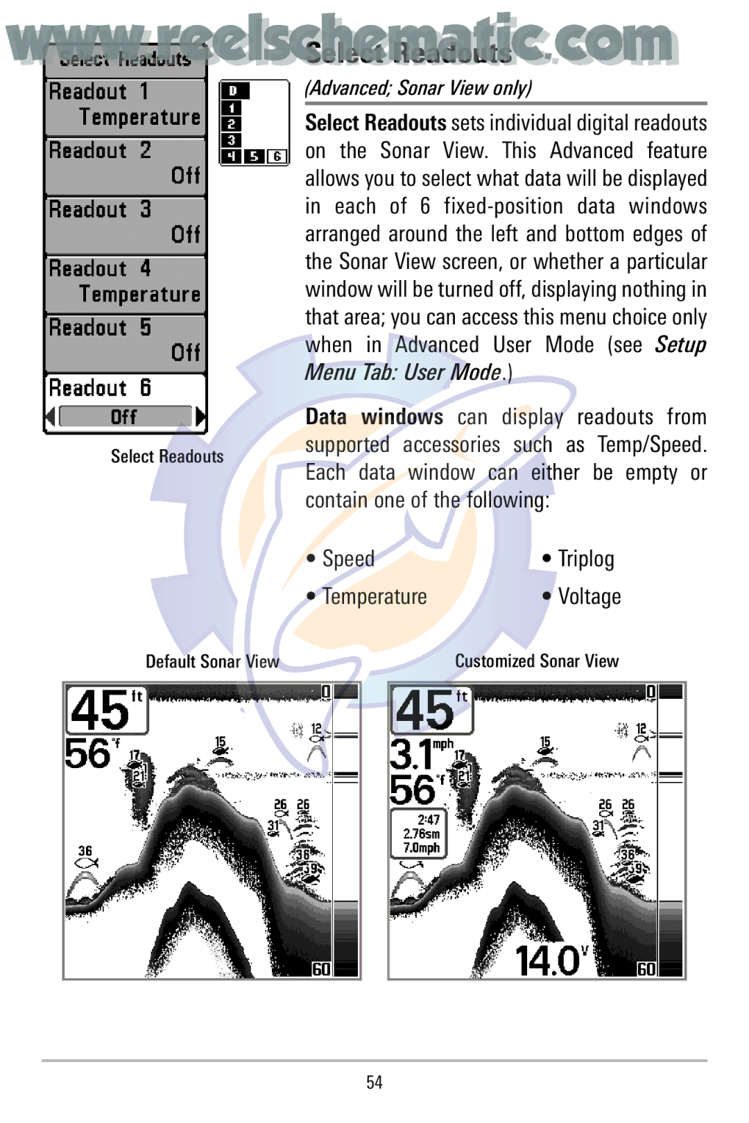 Humminbird 500 manual Speed Triplog Temperature Voltage 