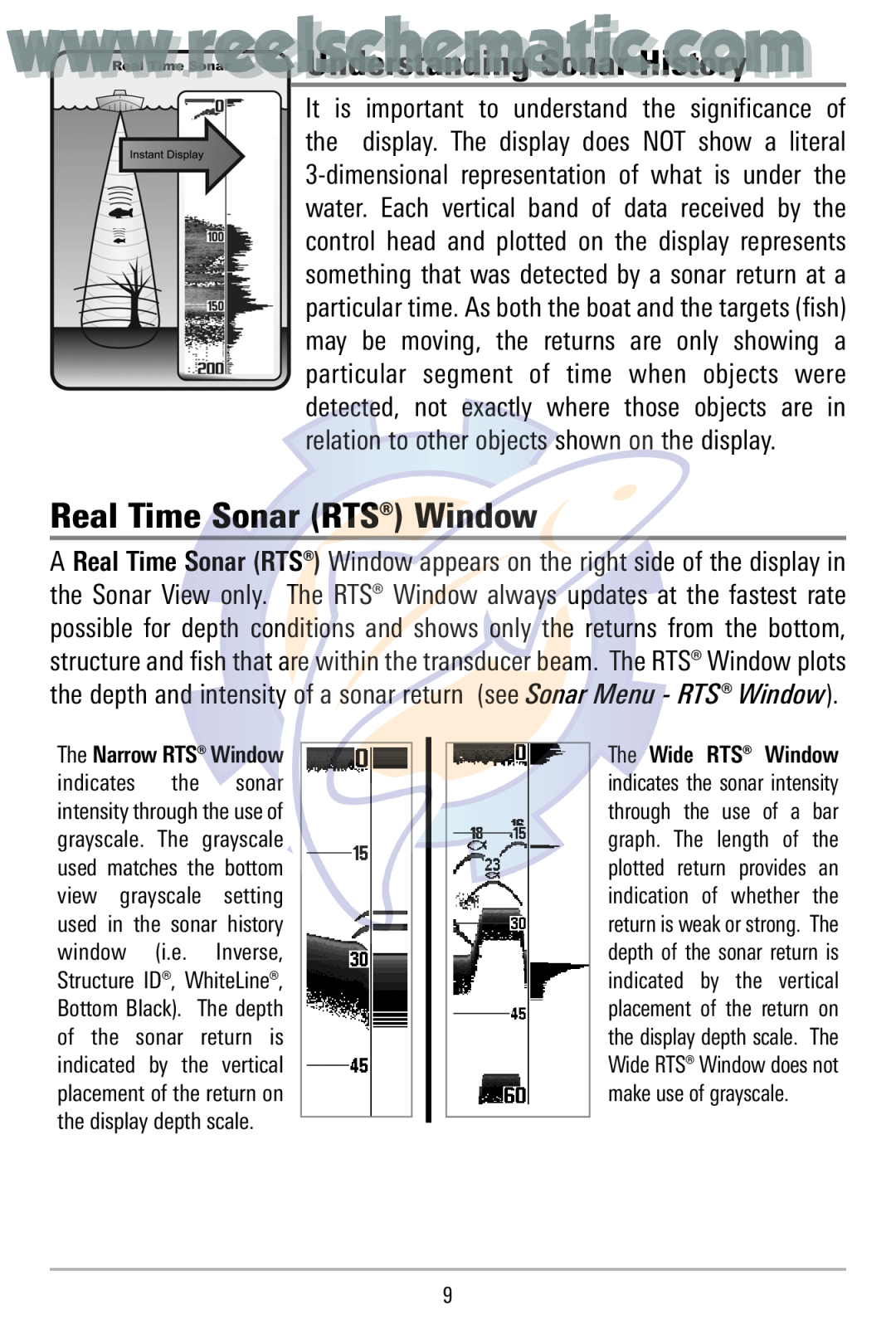 Humminbird 500 manual Real Time Sonar RTS Window 