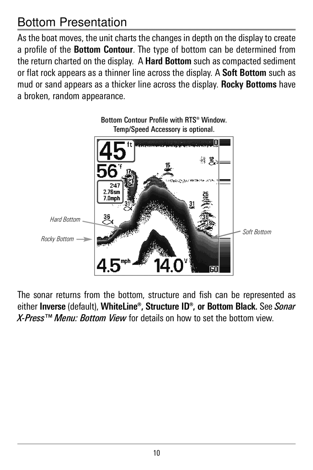 Humminbird 500 series, 515 manual Bottom Presentation 