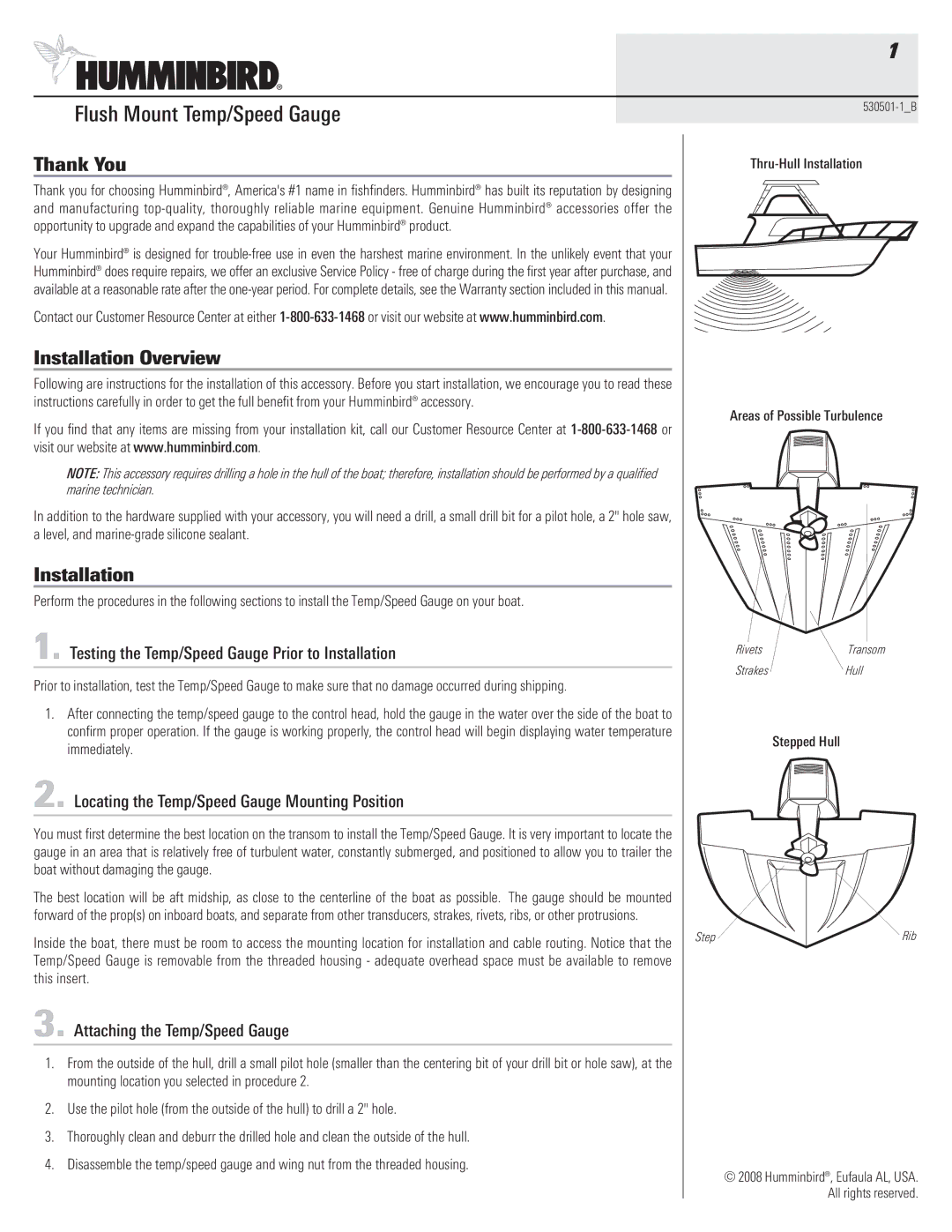 Humminbird 530501-1_B warranty Thank You, Installation Overview 