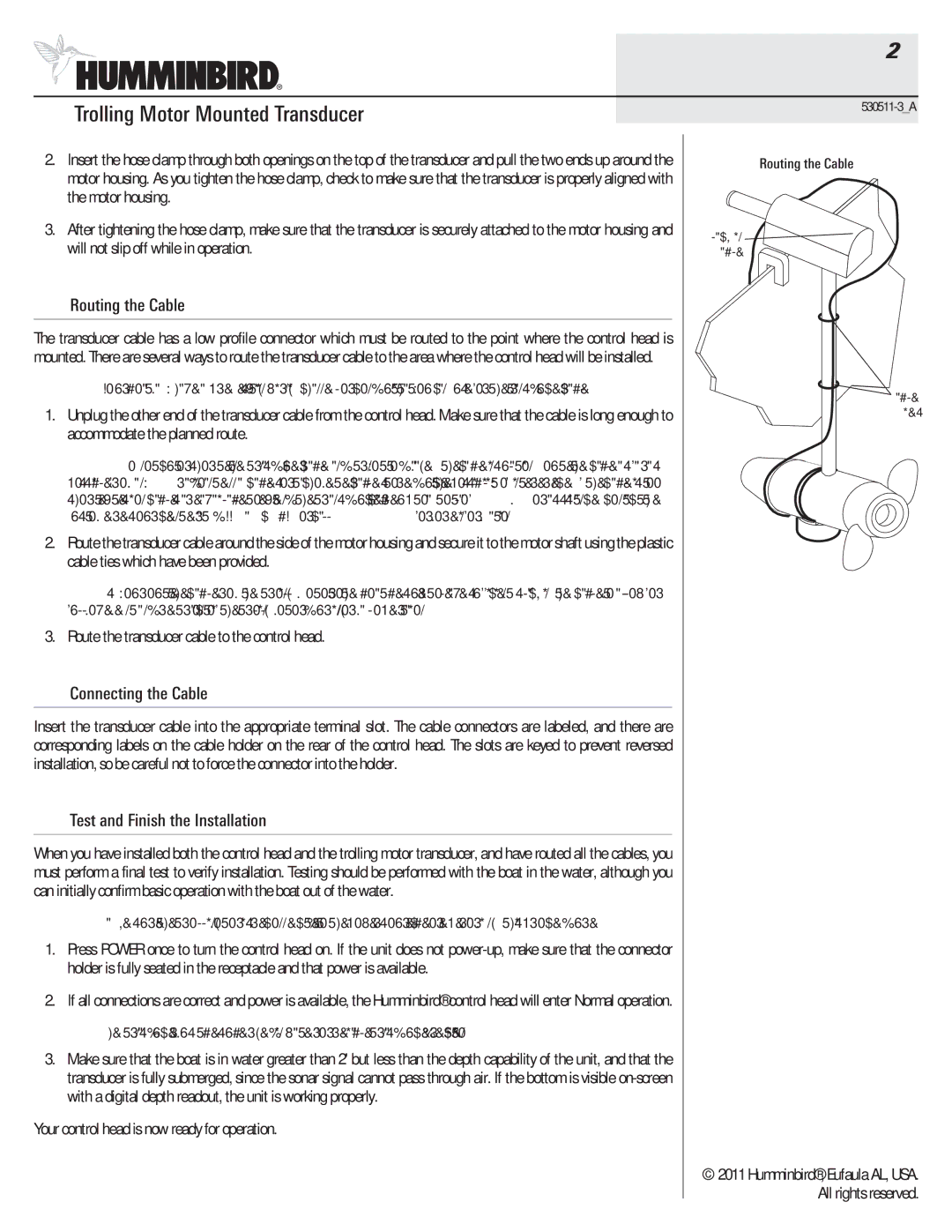 Humminbird 530511-3_A warranty Routing the Cable, Connecting the Cable, Test and Finish the Installation 