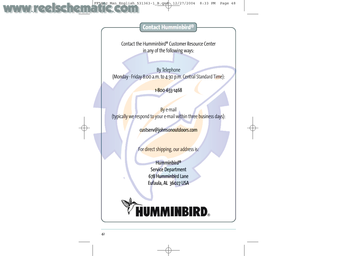 Humminbird 531363-1_A manual Contact Humminbird 