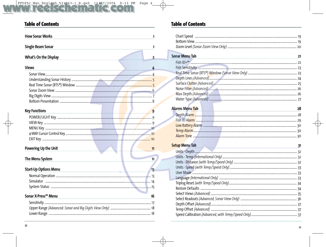 Humminbird 531363-1_A manual Table of Contents 