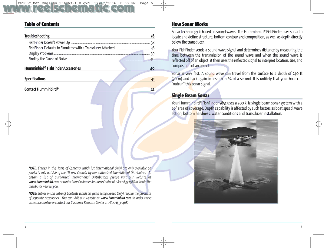 Humminbird 531363-1_A manual How Sonar Works, Single Beam Sonar, Troubleshooting 