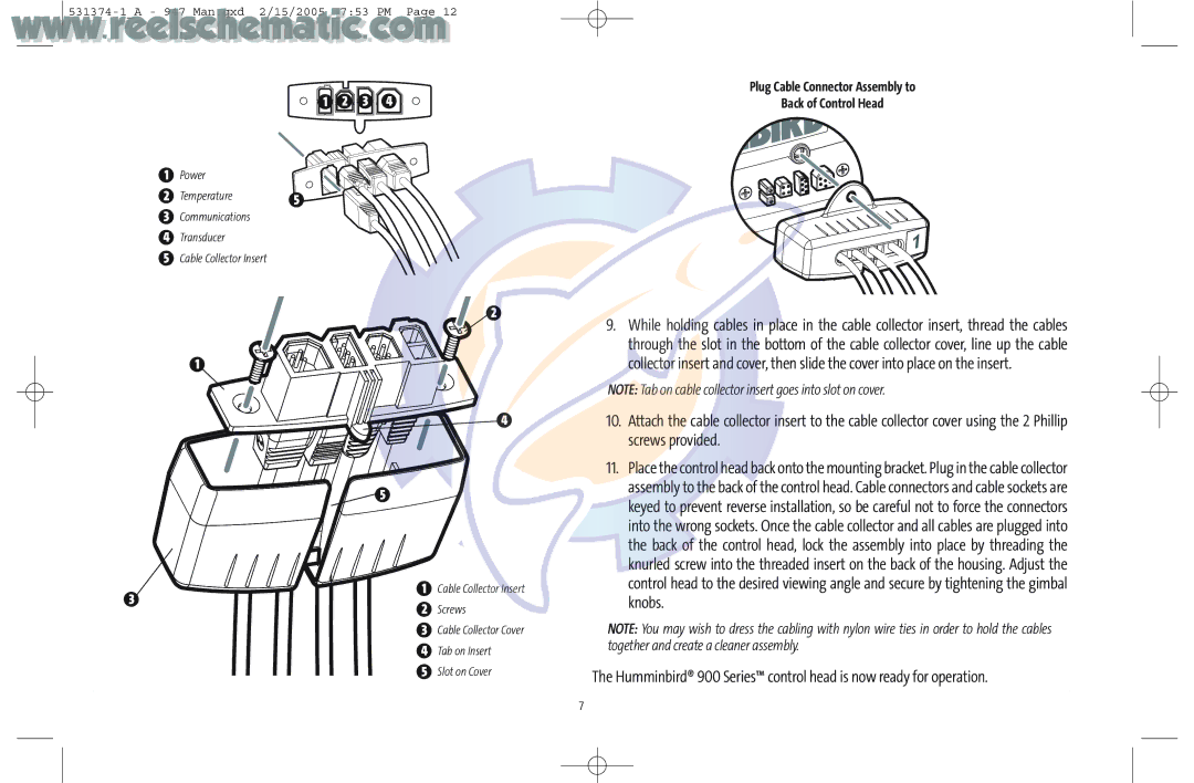 Humminbird 531374-1_A manual Screws provided, Plug Cable Connector Assembly to Back of Control Head 