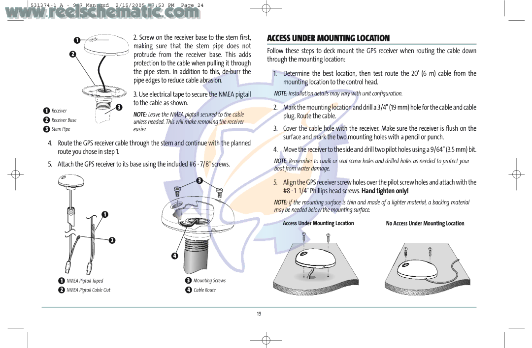 Humminbird 531374-1_A manual Access Under Mounting Location, To the cable as shown 