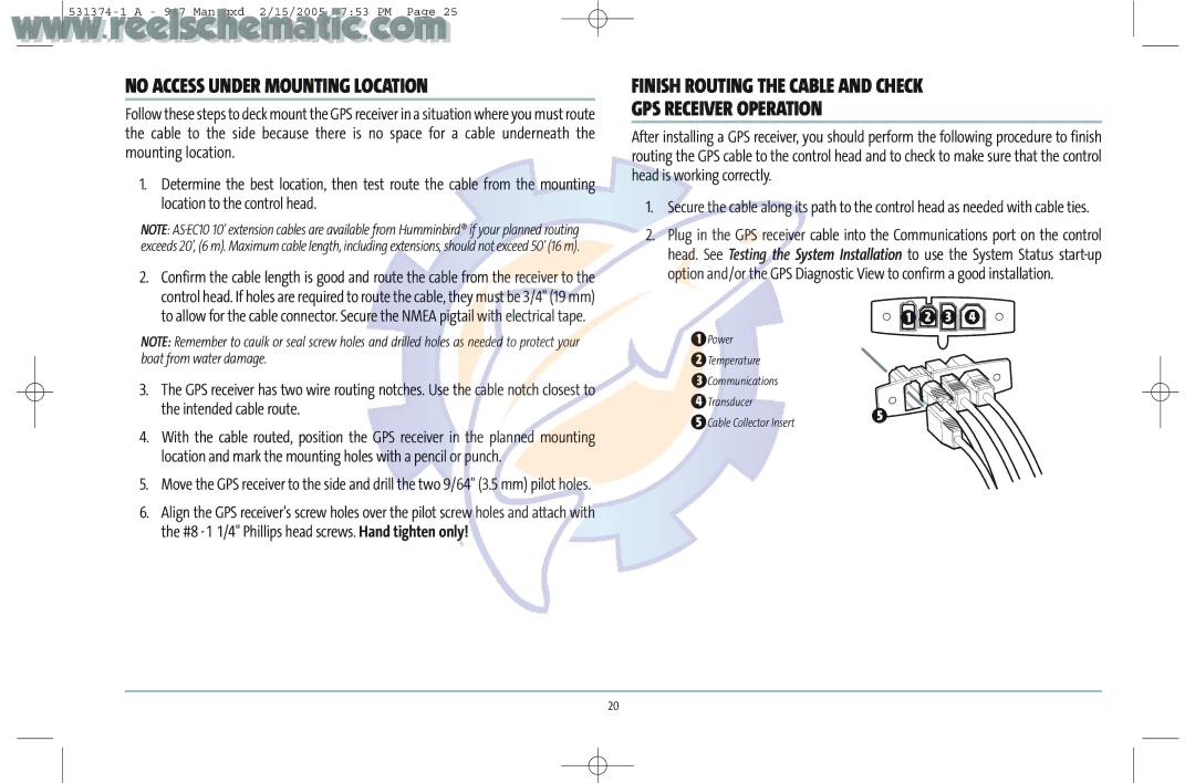 Humminbird 531374-1_A manual No Access Under Mounting Location, Finish Routing the Cable and Check GPS Receiver Operation 