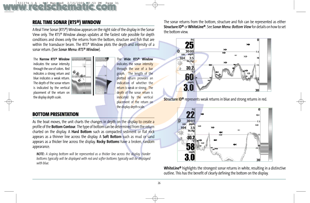 Humminbird 531374-1_A manual Real Time Sonar RTS Window, Bottom Presentation 