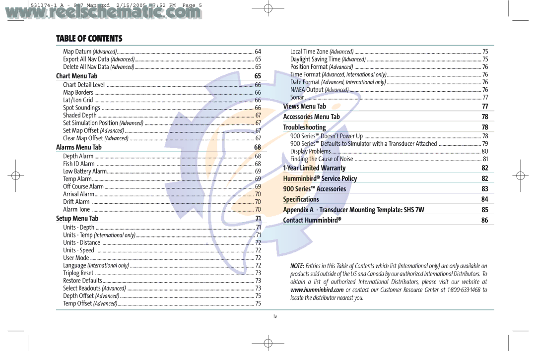 Humminbird 531374-1_A Chart Menu Tab, Alarms Menu Tab, Setup Menu Tab, Views Menu Tab Accessories Menu Tab Troubleshooting 