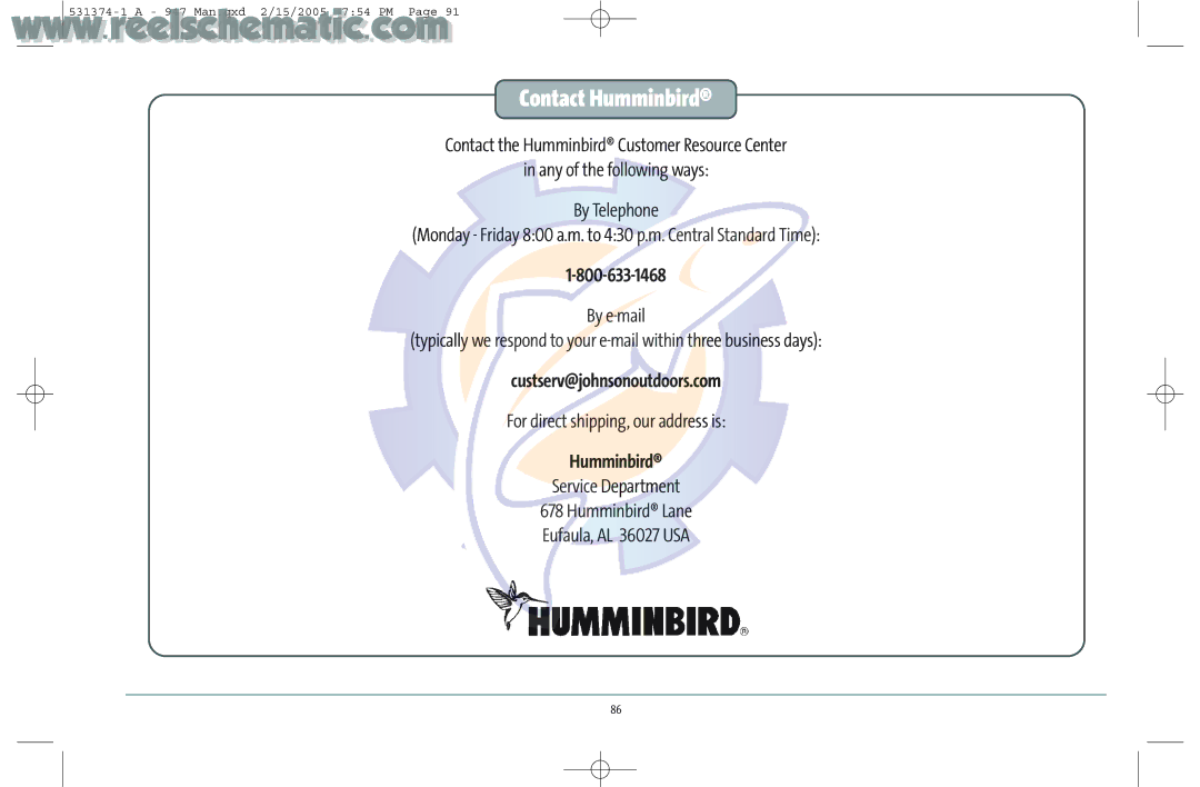 Humminbird 531374-1_A manual Contact Humminbird 