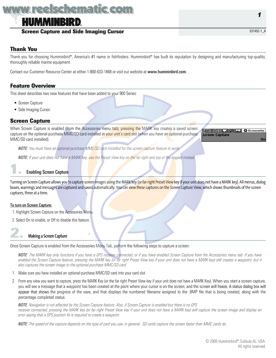 Humminbird 531452-1_A manual Com Atic, Thank You, Feature Overview, Making a Screen Capture 