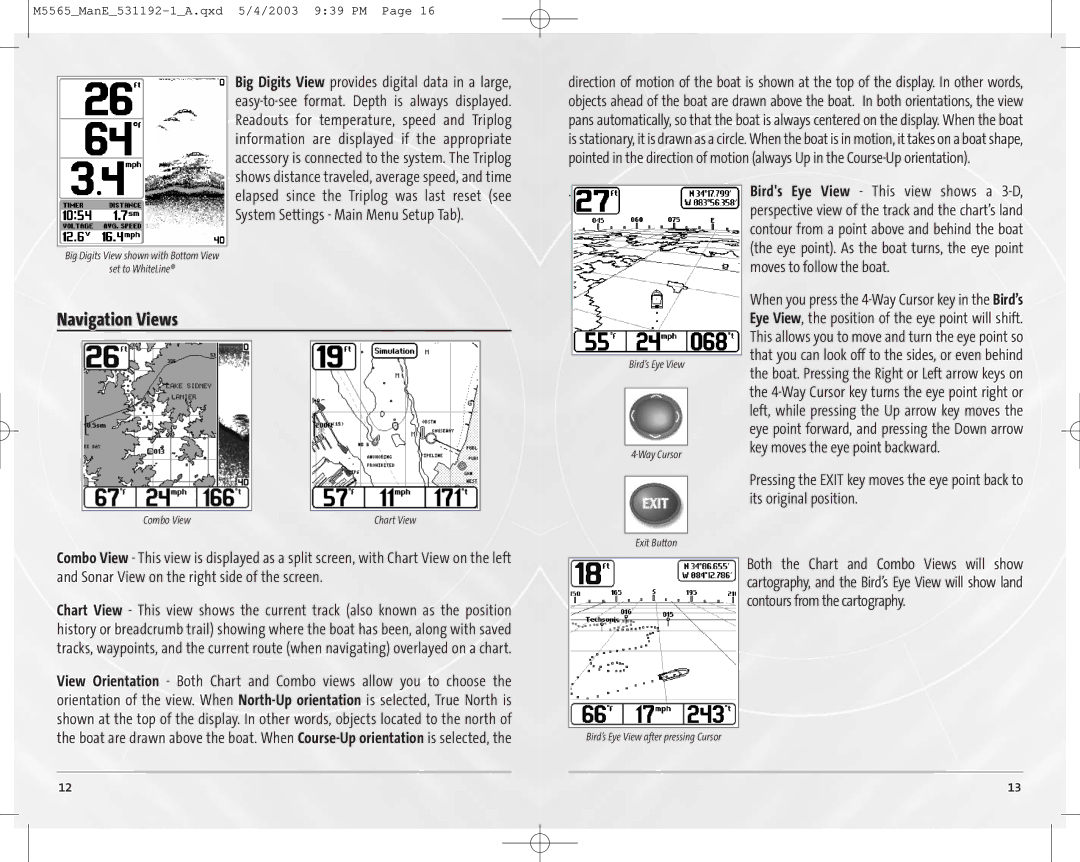 Humminbird manual Navigation Views, M5565ManE531192-1A.qxd 5/4/2003 939 PM 