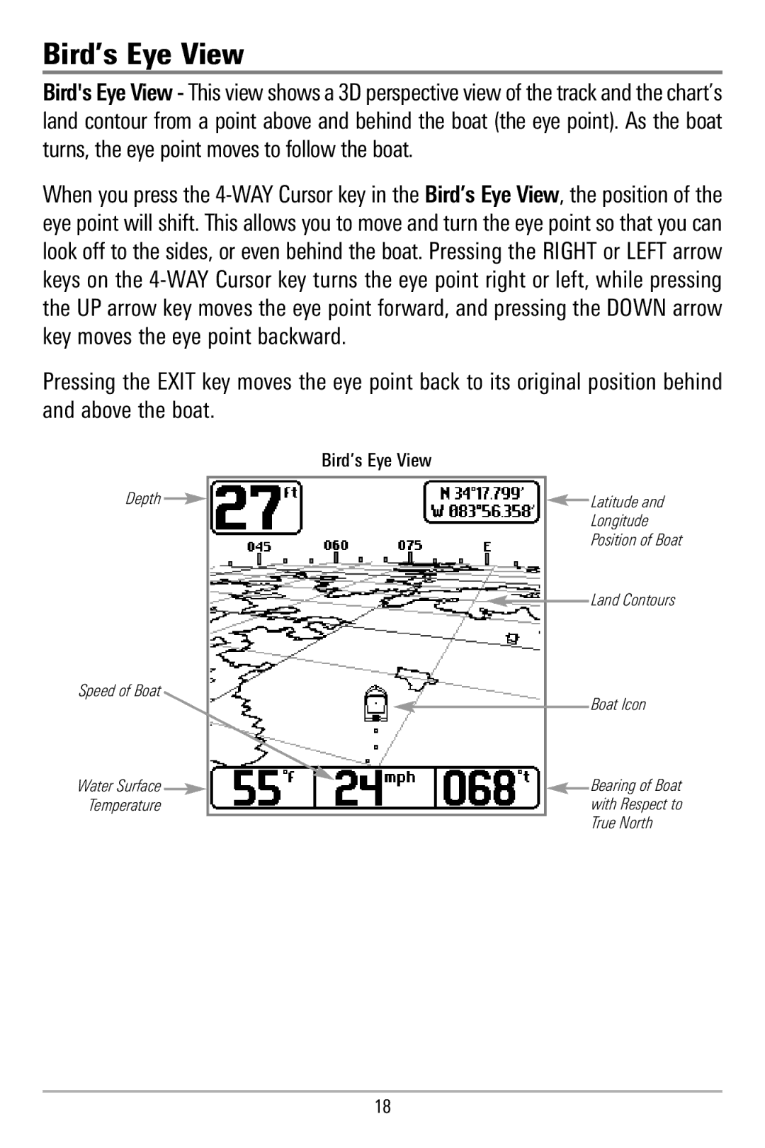 Humminbird 580 manual Bird’s Eye View 