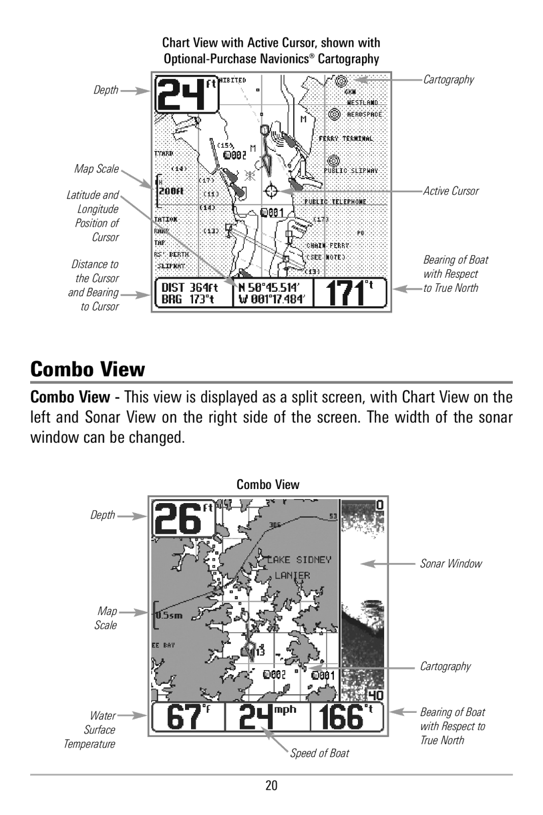 Humminbird 580 manual Combo View 