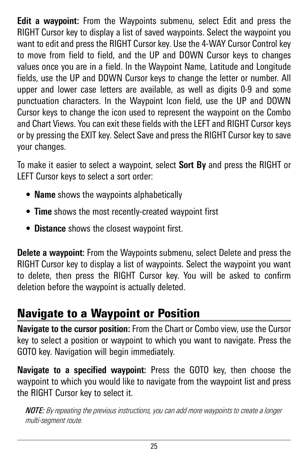 Humminbird 580 manual Navigate to a Waypoint or Position 