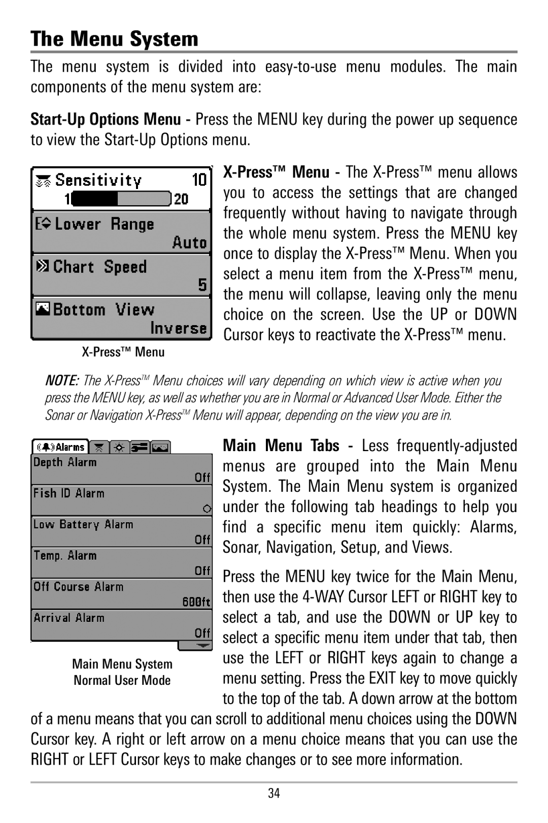 Humminbird 580 manual Menu System 