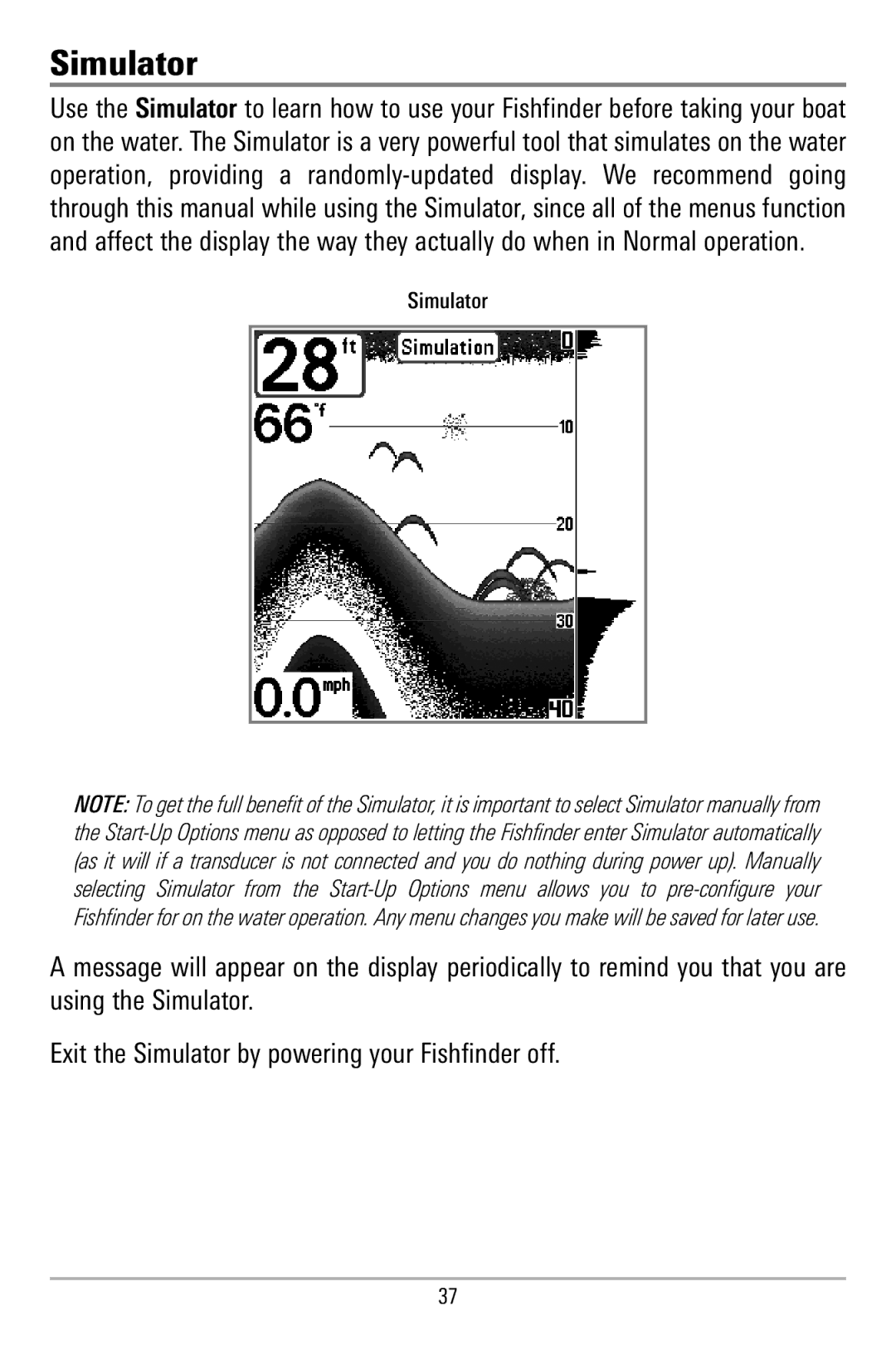 Humminbird 580 manual Simulator 