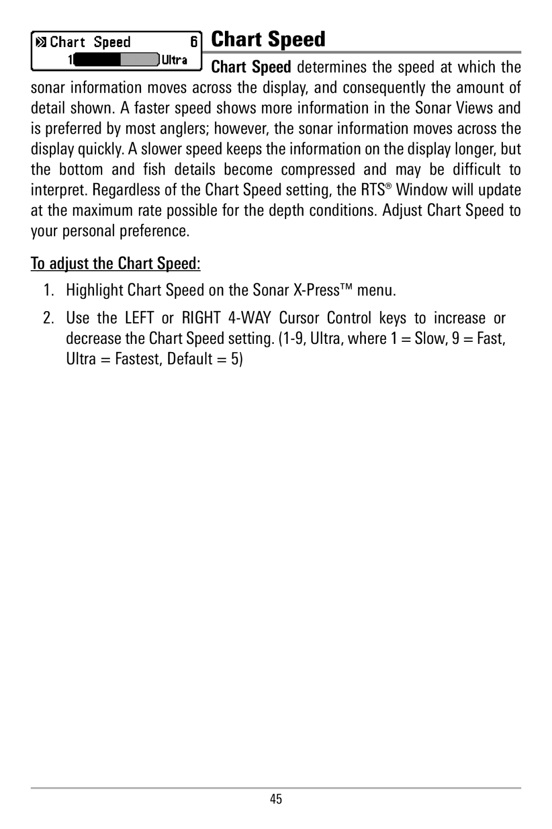 Humminbird 580 manual Chart Speed 