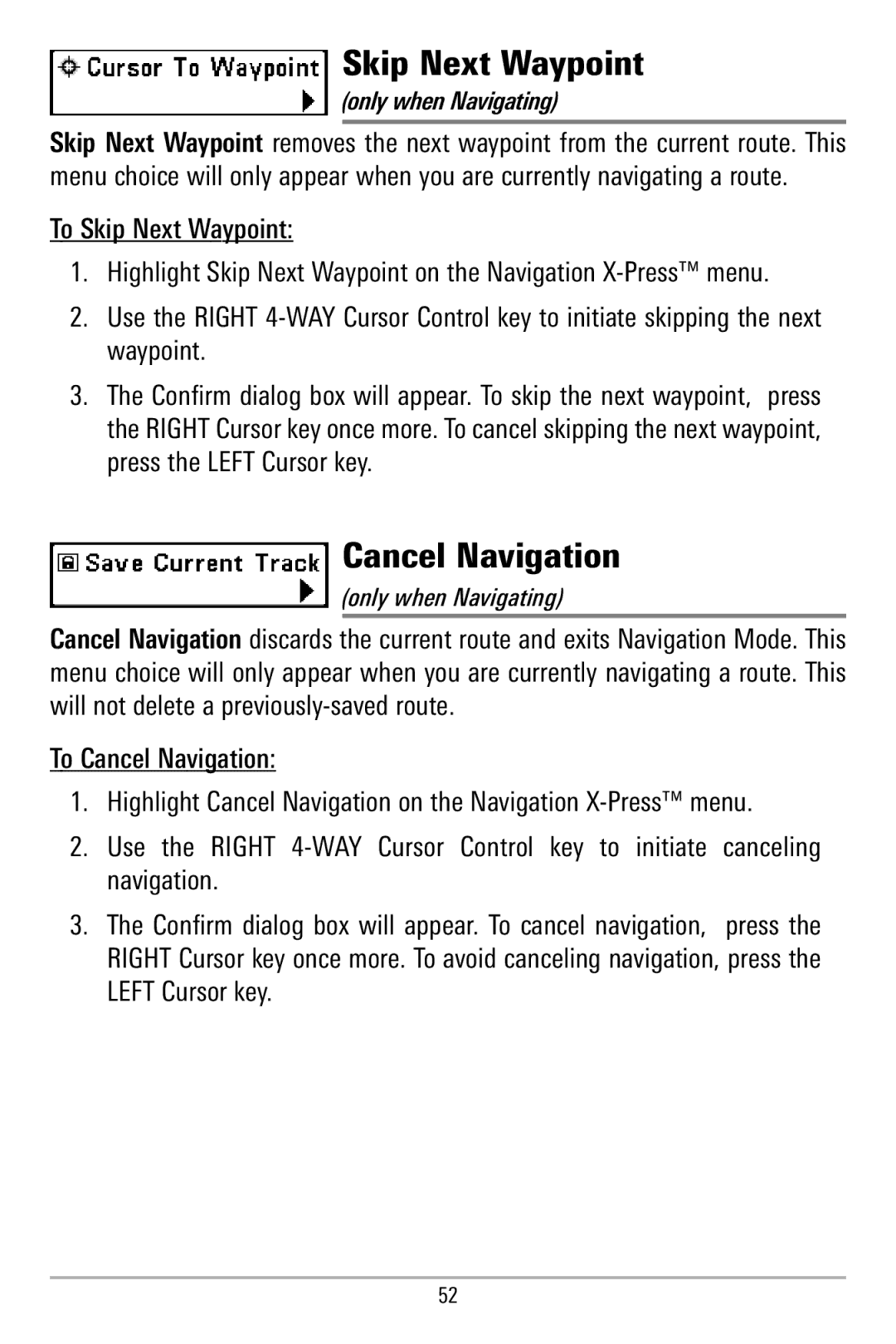 Humminbird 580 manual Skip Next Waypoint, Only when Navigating 
