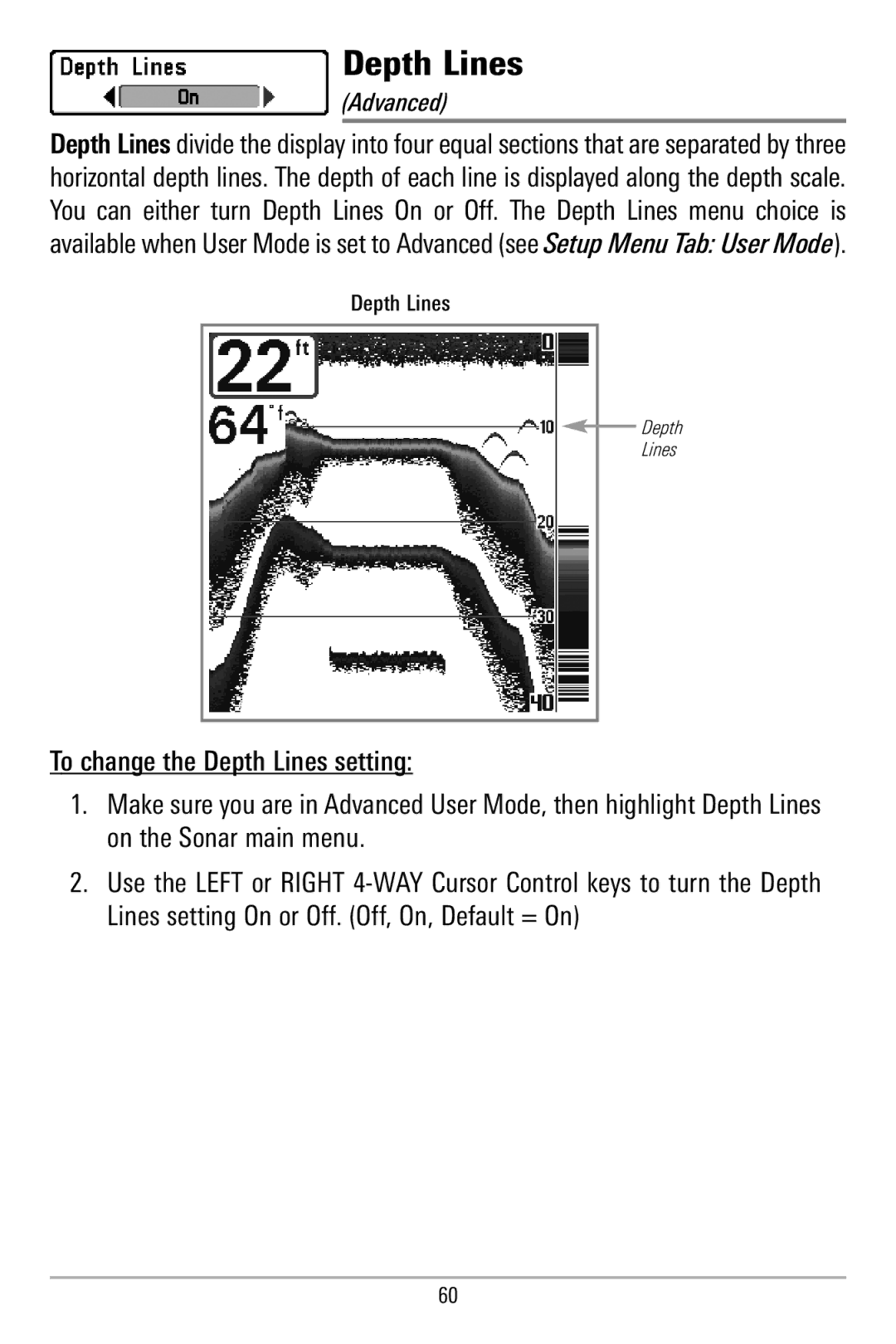 Humminbird 580 manual Depth Lines 