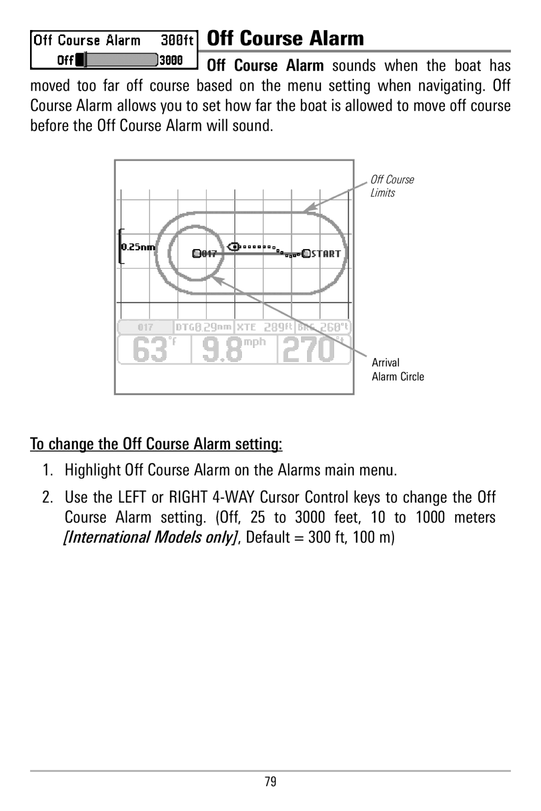 Humminbird 580 manual Off Course Alarm 