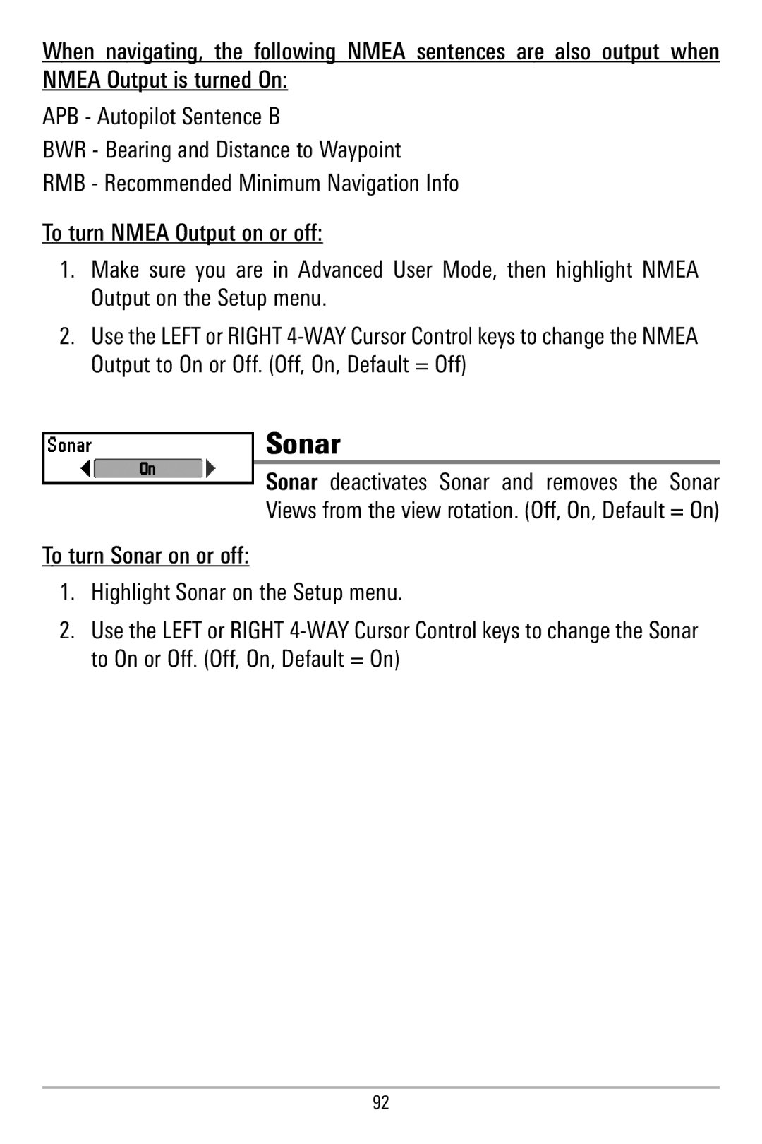 Humminbird 580 manual Sonar 