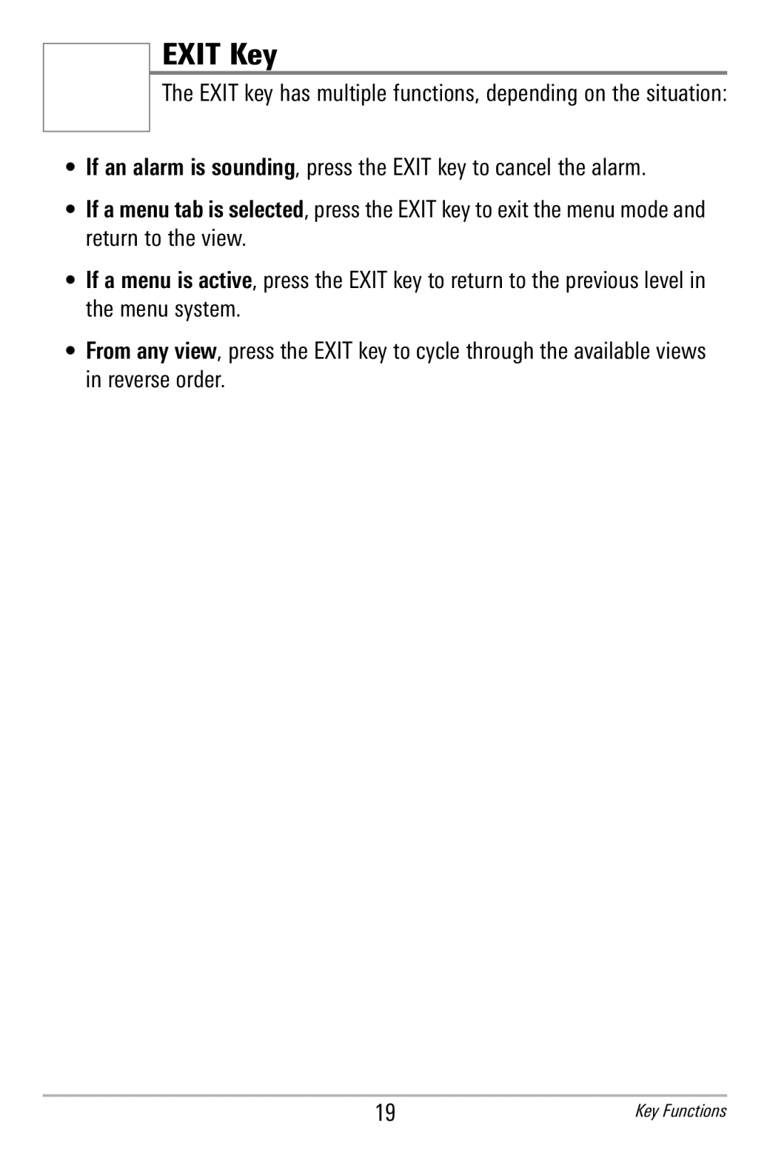 Humminbird 596c, 586c manual Exit Key 