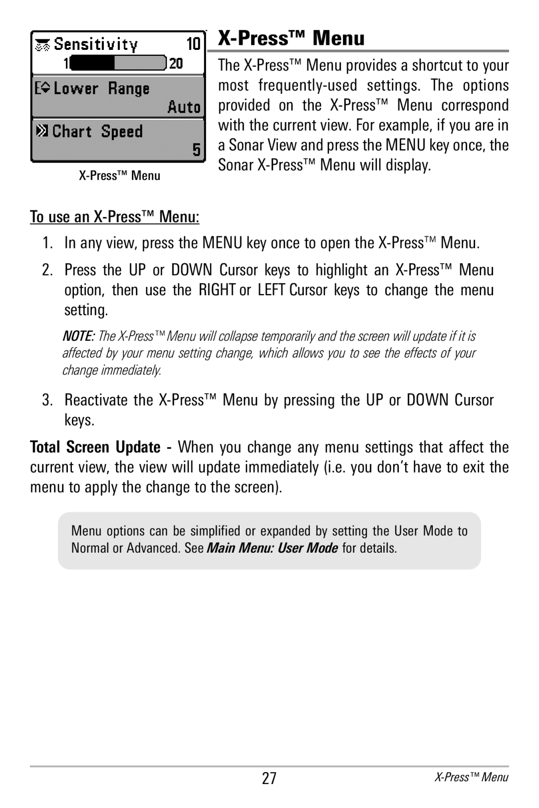 Humminbird 596c, 586c manual Press Menu 