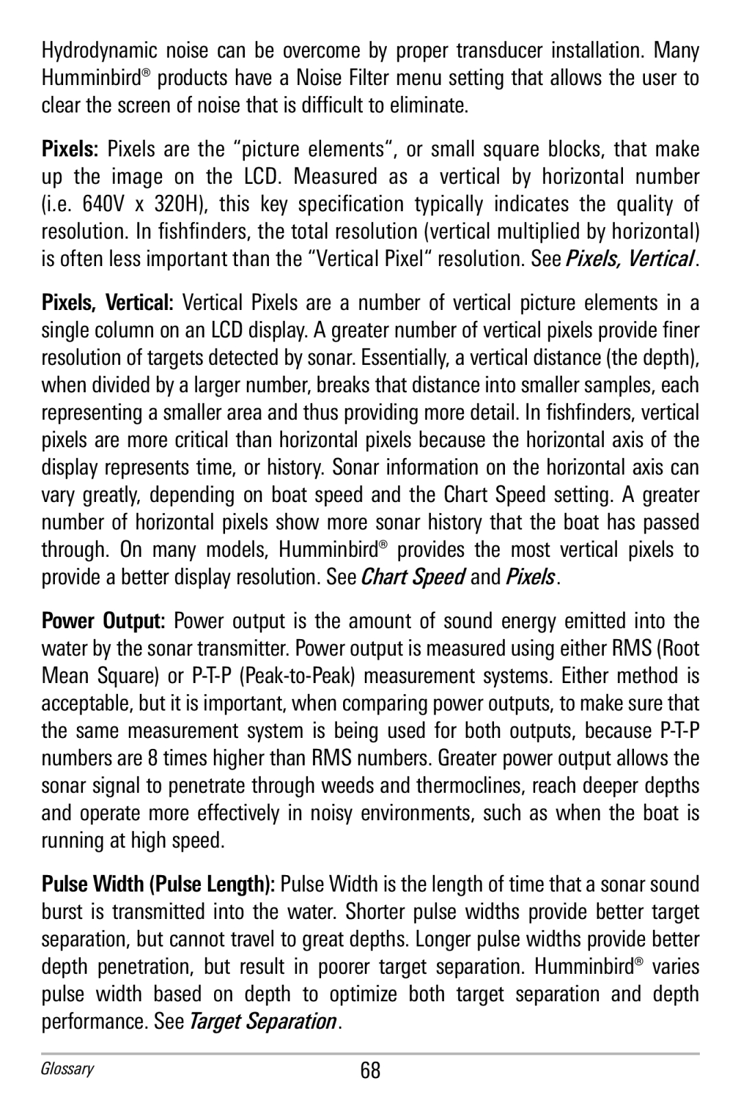 Humminbird 586c, 596c manual Glossary 