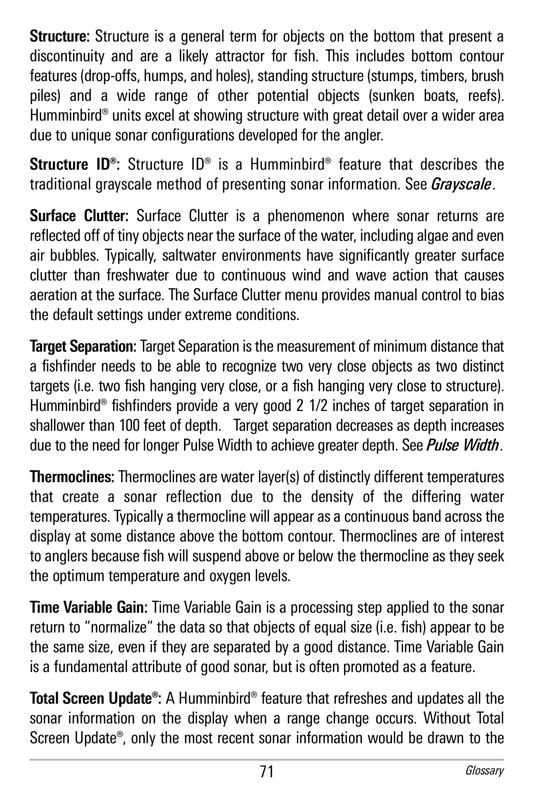 Humminbird 596c, 586c manual Glossary 