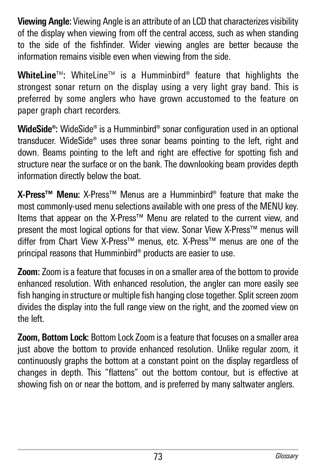 Humminbird 596c, 586c manual Glossary 