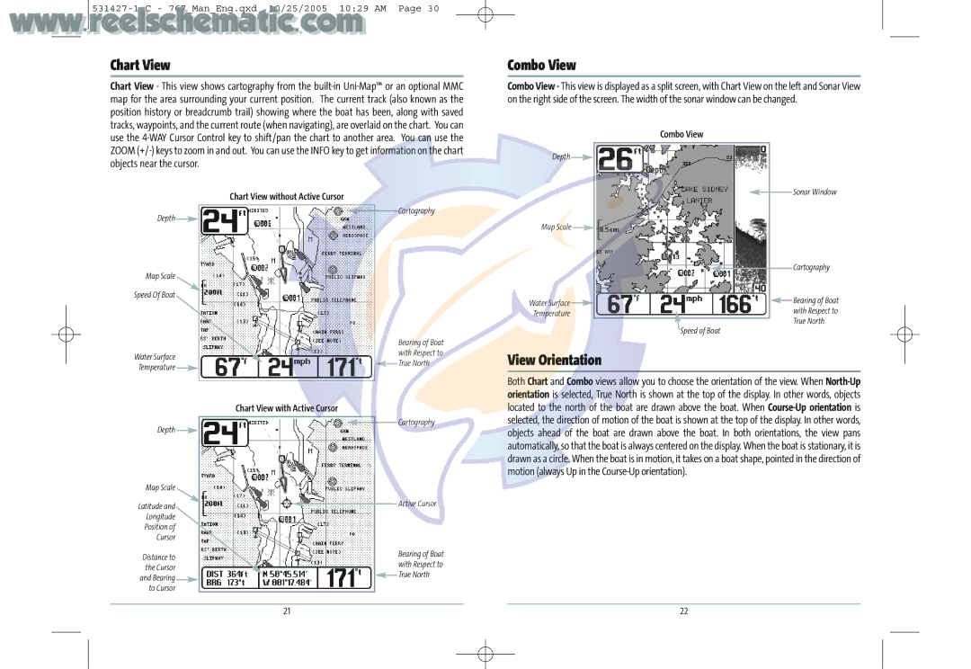 Humminbird 700 manual Chart View, Combo View, View Orientation 