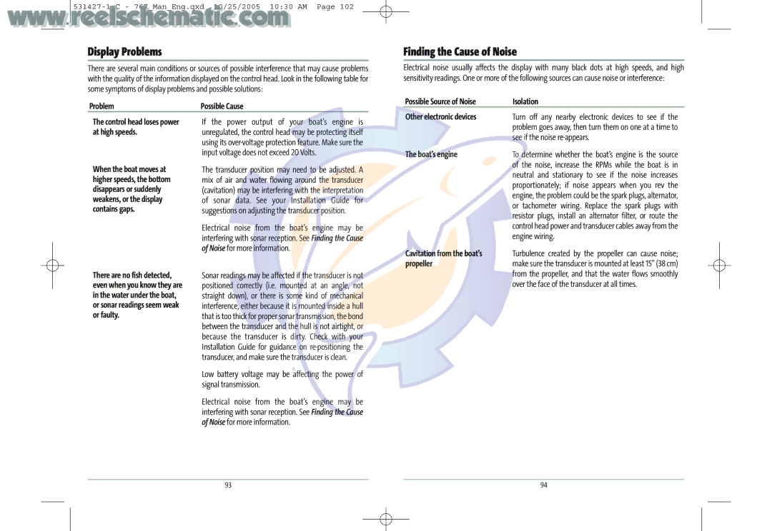 Humminbird 700 manual Display Problems, Finding the Cause of Noise 