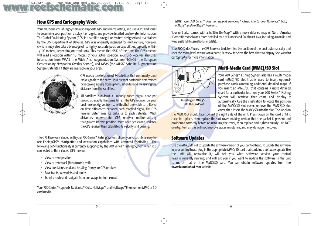 Humminbird 700 manual How GPS and Cartography Work, Multi-Media Card MMC/SD Slot, Software Updates 