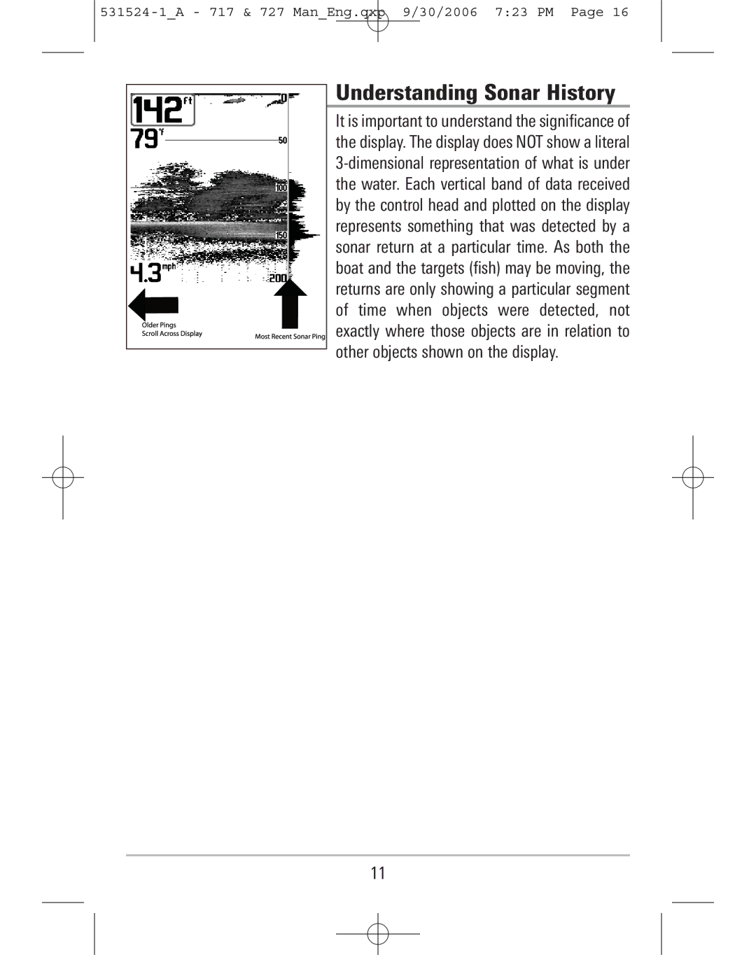 Humminbird 717, 727 manual Understanding Sonar History 