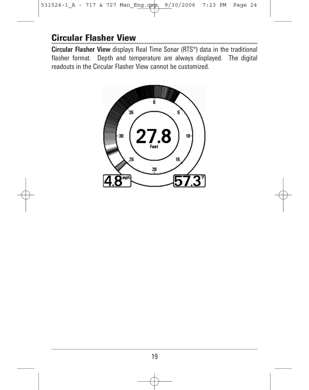 Humminbird 717, 727 manual Circular Flasher View 